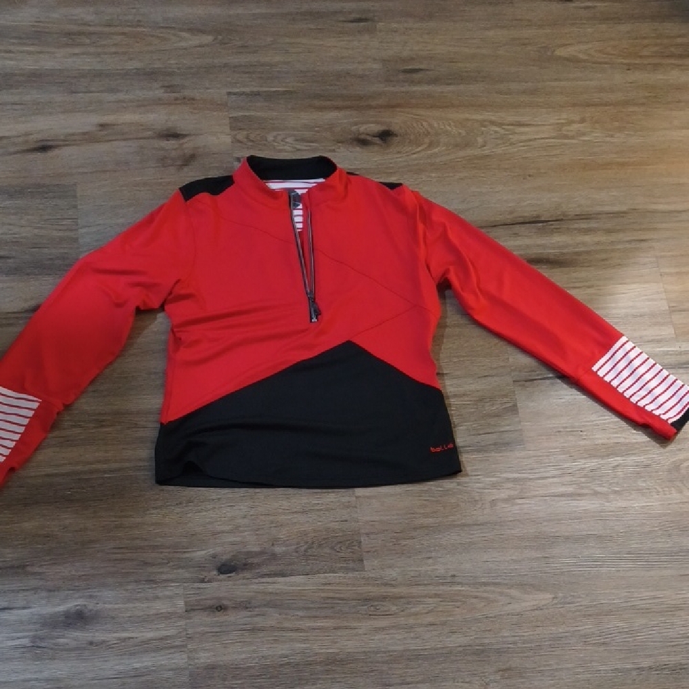 Bollé Red and White Striped Quarter-Zip Top